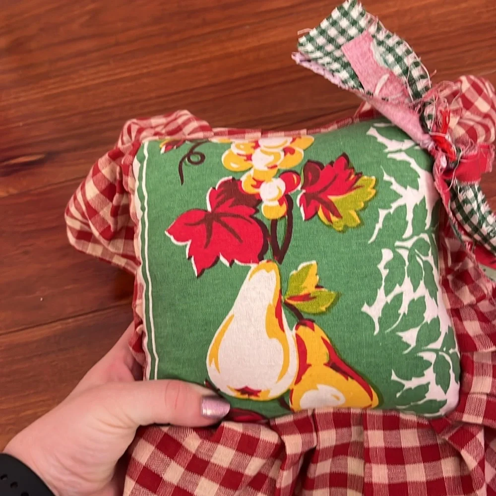 Handmade Festive Checkered Holiday Pillow
